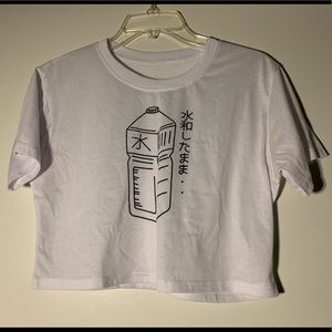 Japanese Water Carton Crop T-Shirt 
S
white
